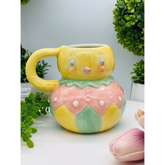 Johanna Parker Transpac Easter Dottie Chick Mug Collectible Seasonal Decor New - Picture 1 of 3